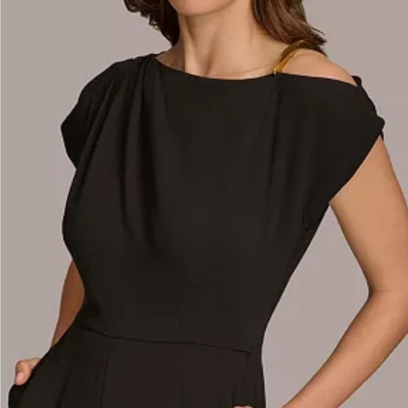 NWT Donna Karan Black Wide-Leg Jumpsuit with Cap Sleeves Sz 16 - Picture 4 of 8